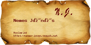 Nemes Jónás névjegykártya