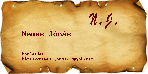 Nemes Jónás névjegykártya